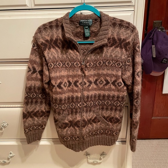 Ralph Lauren Brown Patterned Zip Up